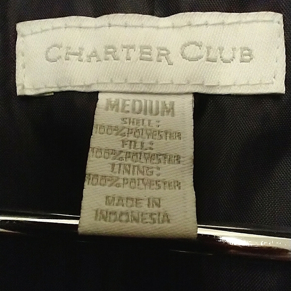 Woman's Charter Club Black Full Zip Puffer Jacket Size Medium - Picture 9 of 11